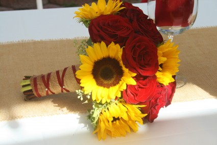 sunflower red rose wedding