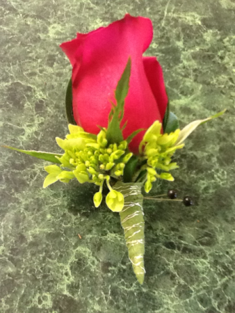 Red Rose Boutonniere in Fairfield, CT | Blossoms at Dailey's Flower Shop