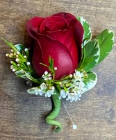 Classic Red Rose  Boutonniere