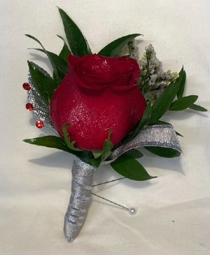 Red Rose Boutonniere  