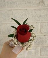 Red Rose Boutonniere  prom