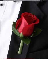 Red Rose Boutonniere without Babies Breath Boutonniere
