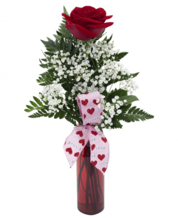 red rose bud vase in Shamokin, PA - BEVERLY'S FLOWER SHOP