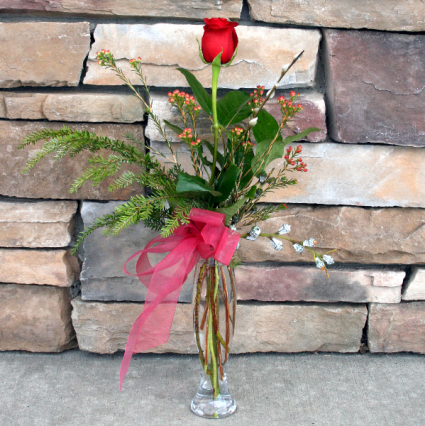 Red Rose Bud Vase Classic Rose Arrangement
