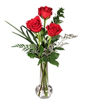 Red Rose Bud Vase 3 Premium Roses in New Braunfels, Texas | WEIDNERS FLOWERS INC.