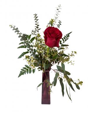 Red Rose Bud Vase Floral Arrangement