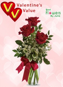 Red Rose Bud Vase Valentine's Value Arrangement