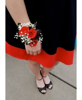 Red Rose Corsage & Black Accents 