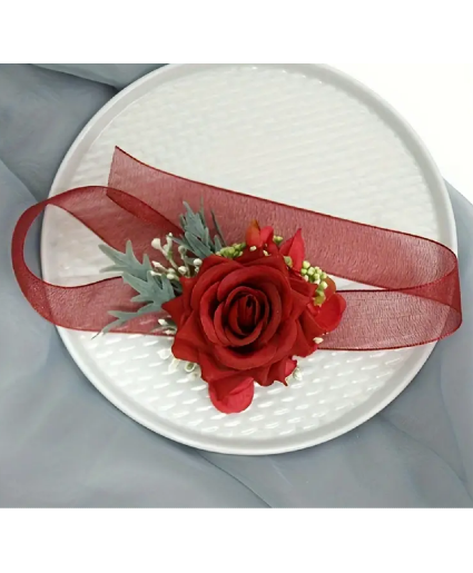 Red Rose Corsage Bracelet