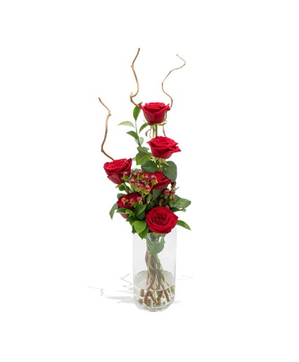 RED ROSE CYLINDER VASE 