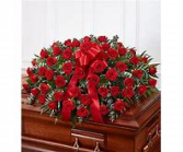 red rose half casket cover funeral