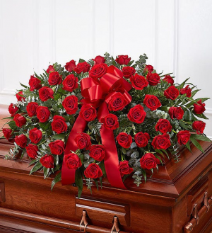 Red Rose Half Casket Cover sympathy arrangements
