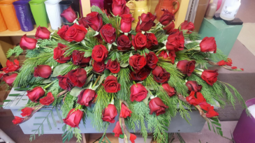 Red Rose Memories Casket Spray in Mountain Home, AR | BOUQUET PALACE