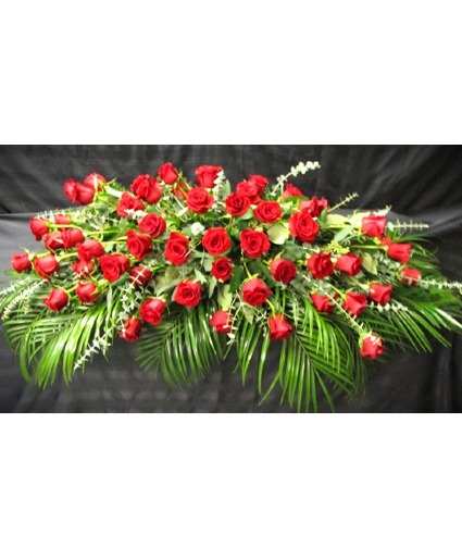 RED ROSE REFLECTION CASKET SPRAY  CASKET SPRAY