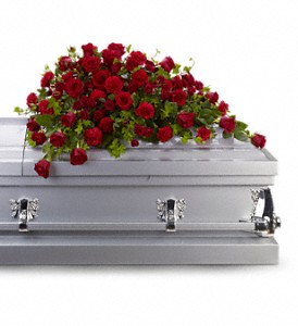 Red Rose Reverence Casket Cover  T225-3A 