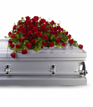 Red Rose Reverence Casket Spray T225-3A in Hesperia, CA | ACACIA'S COUNTRY FLORIST Red Rose Reverence Casket Spray T225-3A in Hesperia, CA | ACACIA'S COUNTRY FLORIST