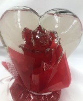 Red Rose Silver Glitter Heart Globe  