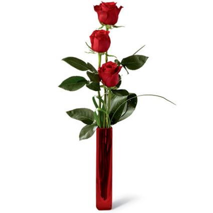 Red Rose Trio in a Bud Vase - 17-RO3 