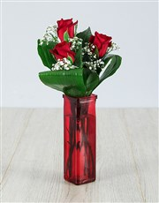 Red Rose Trio  Vase Arrangement