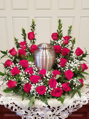 Red Rose Urn Wreath 