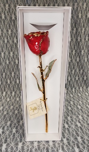 Red Rose w/ Sparkles Gold Dipped Rose