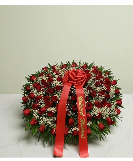 Red Roses & Baby's breath Casket