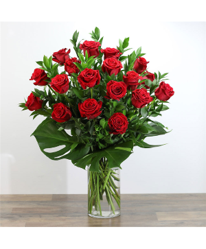 Red Rose with Modern Foliage (18) Roses