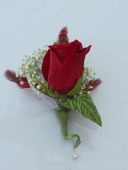 Red Rose with Red Feathers  