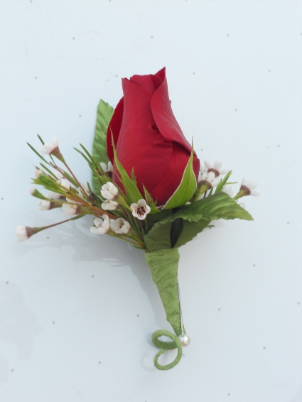 Red Rose with Wax Flower  