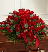 RED ROSES AND CARNATION CASKET 
