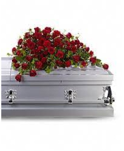 Red roses and carnations Casket spray 
