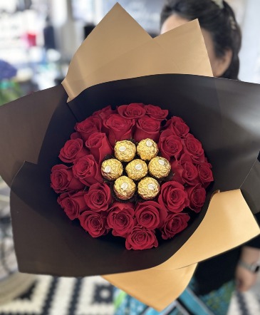 Red Roses and Chocolate Buchon in Haltom City, TX | Jasmine Gardens