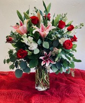 Dozen Red Roses with Lilies 