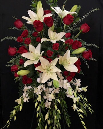Red roses and lilies Standing easel