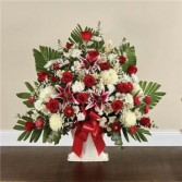 Red Roses and Lily Basket  