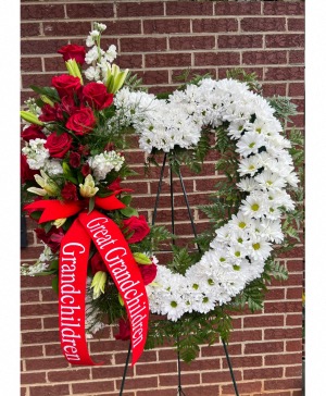 Red Roses and Lily Heart  Heart Standing Spray 
