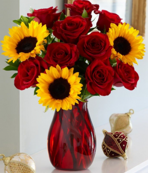 ROSES WITH SUNFLOWERS 