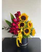 Red Roses and Sunflowers Hat Box Hat Box