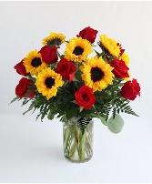 Red Roses and Sunflowers  Red Roses and Sunflowers