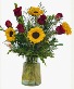 Red Roses and Sunflowers vase arrangement