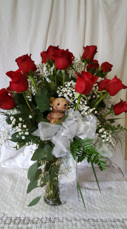 Red roses and teddy love dozen red roses with teddy bear