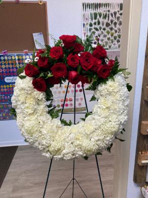 Red roses and White Carnation Wreath 