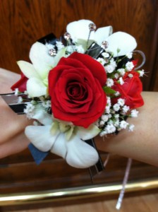 Hot Pink and Black Wristlet Corsage in Tillamook, OR - ANDERSON FLORIST