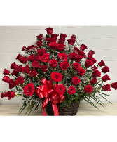 Red Roses Basket Funeral 