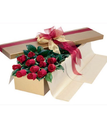 Red Roses Boxed with baby's breath  in Aurora, ON | Petal Me Sugar Florist
