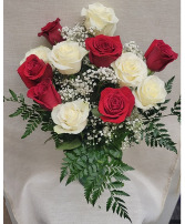 Dozen Red and/or White Roses Christmas