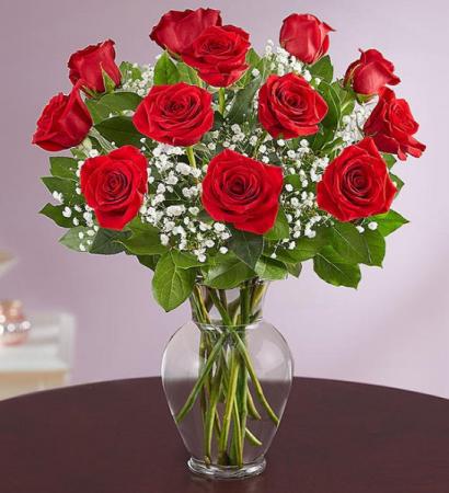 RED ROSES Dozen Vase