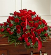 Red Roses Half Casket Cover