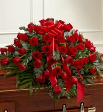 Red Roses Half Casket Cover