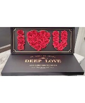 Red roses in a black I love you box. roses in a box